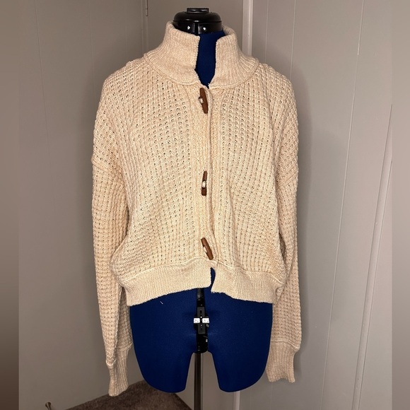 Free People Micah Cardi Sweater Button Cardigan Womens Medium Drop Shoulder - Picture 6 of 11